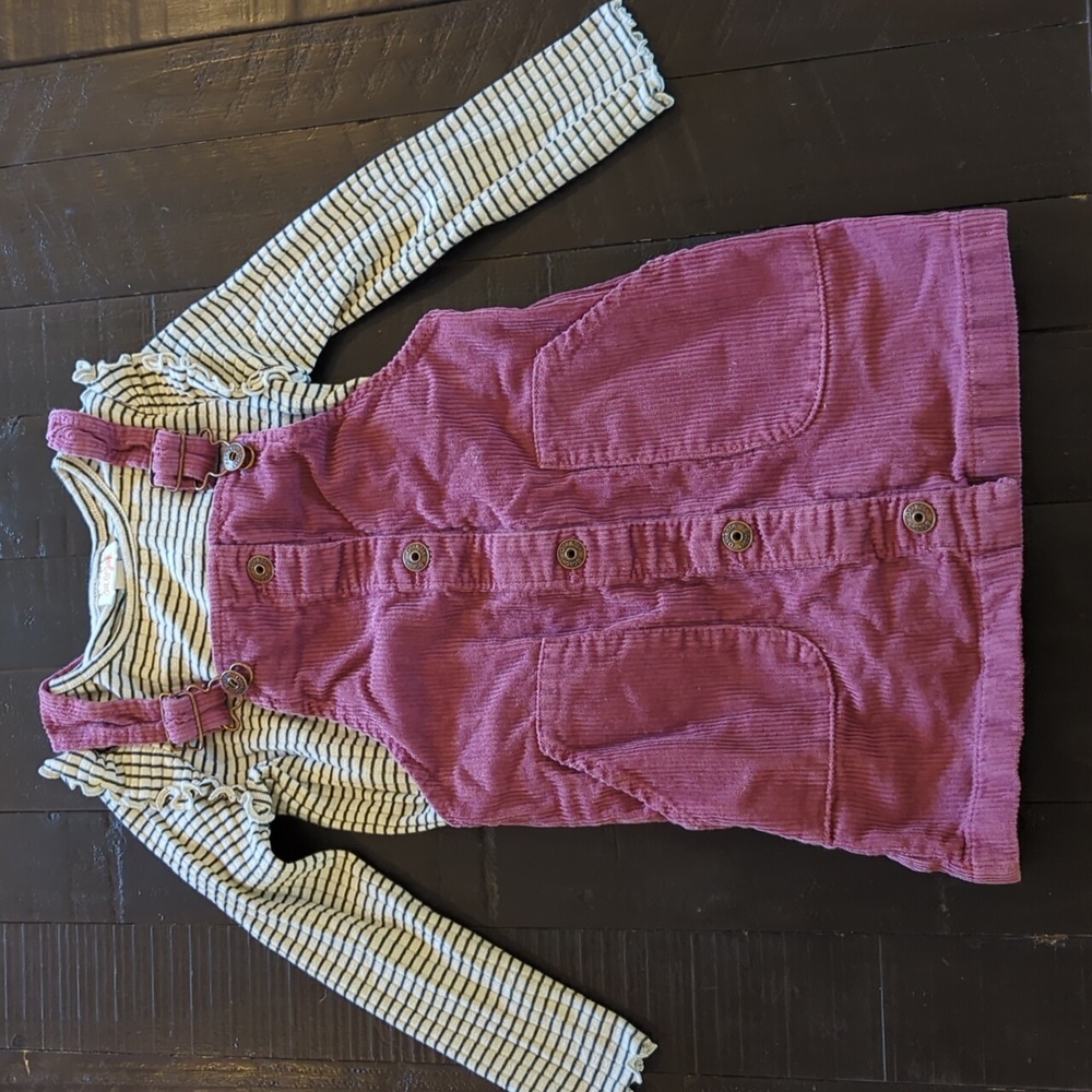 Corduroy jumper and long sleeve tee set